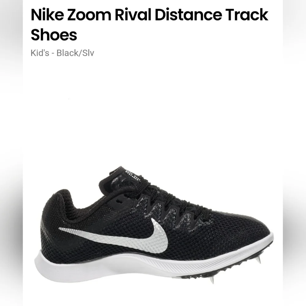 Nike Zoom Rival Distance Black and Silver Track Shoes Sz 5 1/2